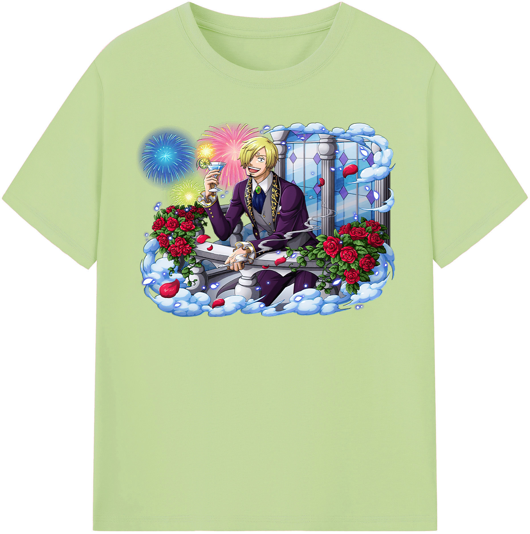 ワンピース サンジ ONE PIECE Sanji 綿100％半袖Tシャツ（フロントプリント）